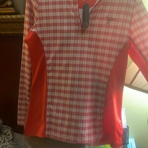 Red and White Checkered Long Sleeve Shirt